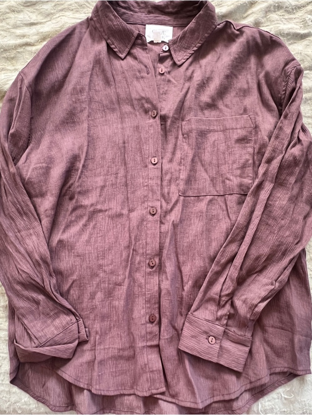 Olive & Oak Women’s Textured Button Down Shirt Size M Dusty Purple